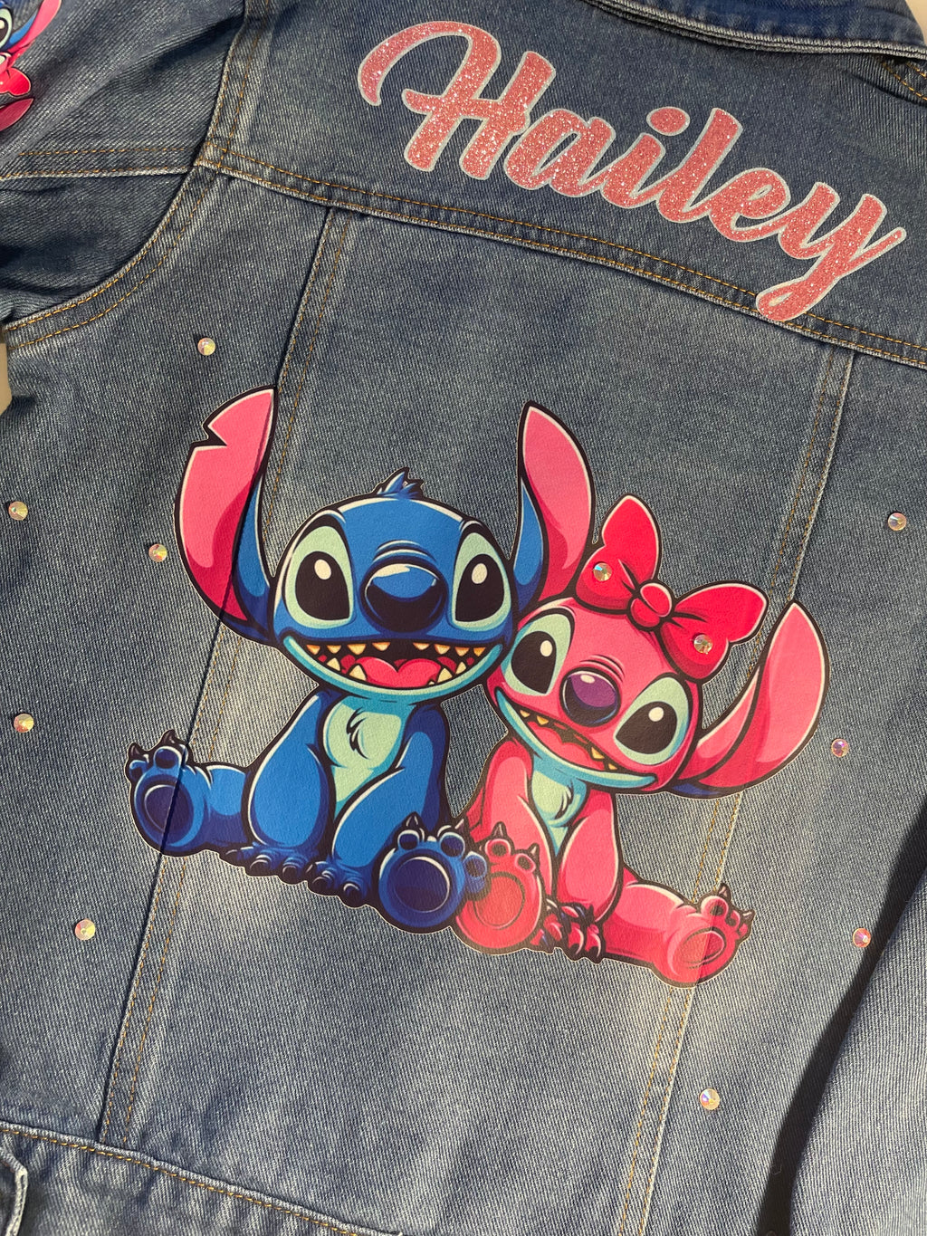 Custom Stitch denim jean jacket for kids back view