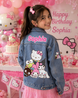 Hello Kitty Custom Denim Jacket for Kids with personalized name