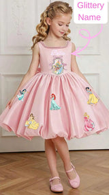 Personalized Princess Birthday Dress, Toddler Girls Custom Name Outfit