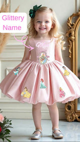 Custom Princess Birthday Dress: Glitter Name, Princess Party Outfit for Babies