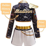 Girls K-Pop Inspired 3-Piece Outfit, Gold Stage Costume Set, Birthday party