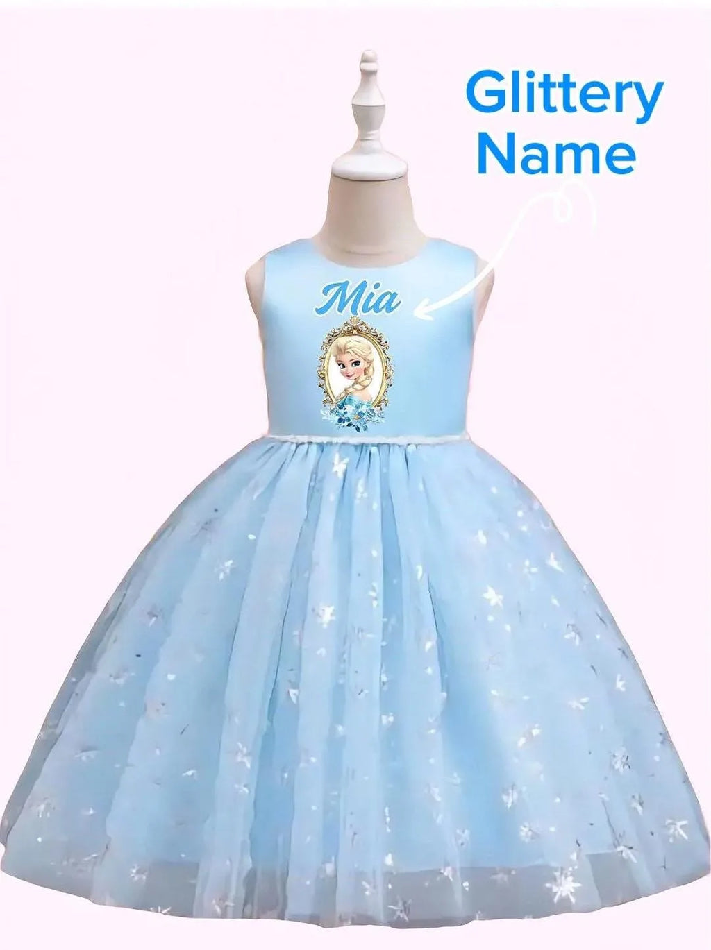 Elsa Inspired Princess Birthday Dress for Girls with personalized name