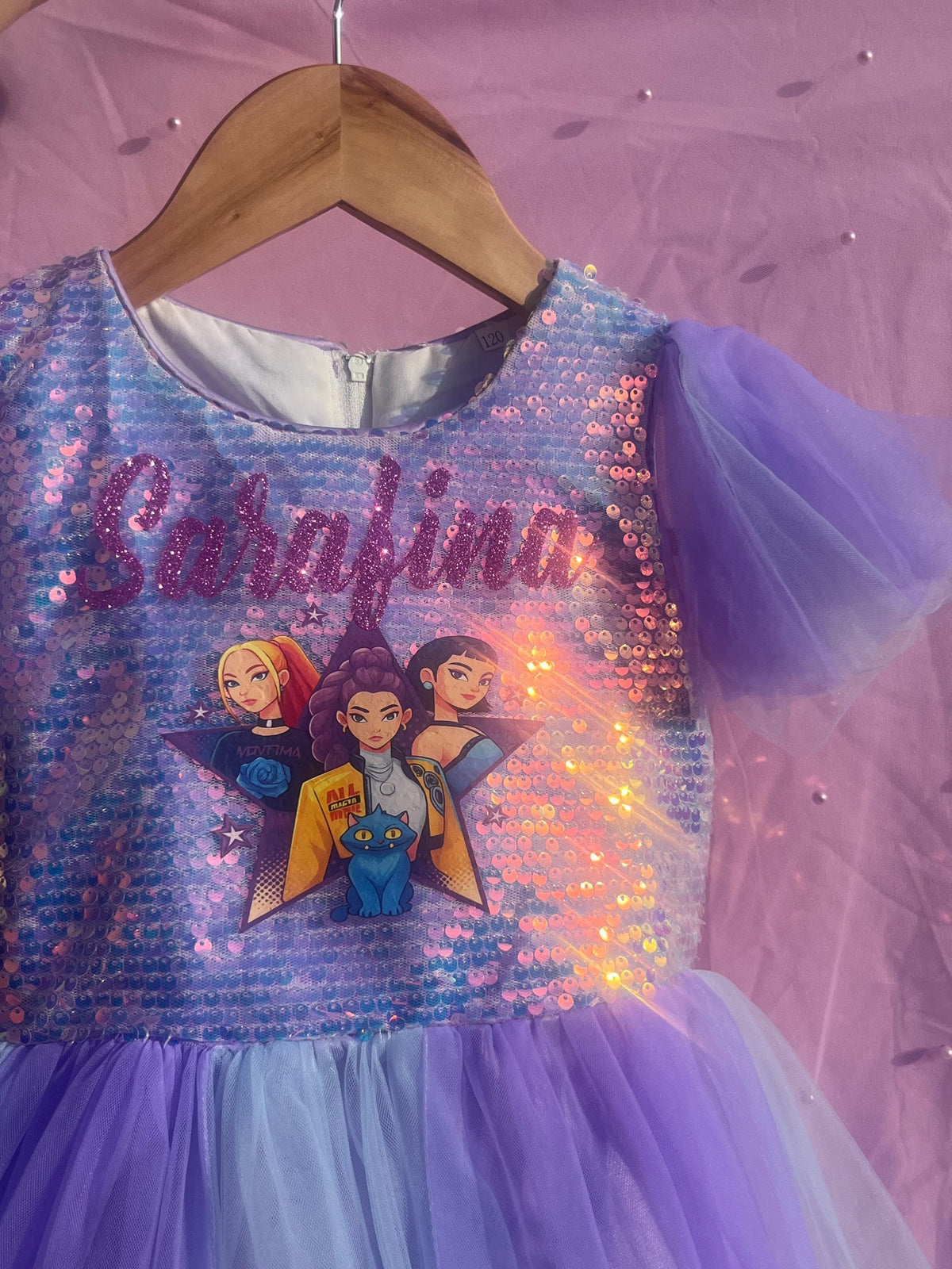 K-Pop Demon Hunters Birthday Dress for Girls with personalized glitter name