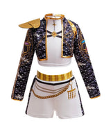 Girls K-Pop Inspired 3-Piece Outfit, Gold Stage Costume Set, Birthday party
