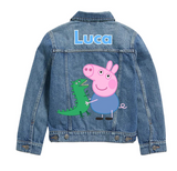 Custom Peppa Pig Denim Jacket | Personalized Kids Jean Jacket, Birthday Outfit