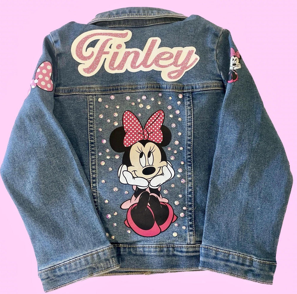 Minnie Mouse Custom Denim Jacket for Kids with personalized name