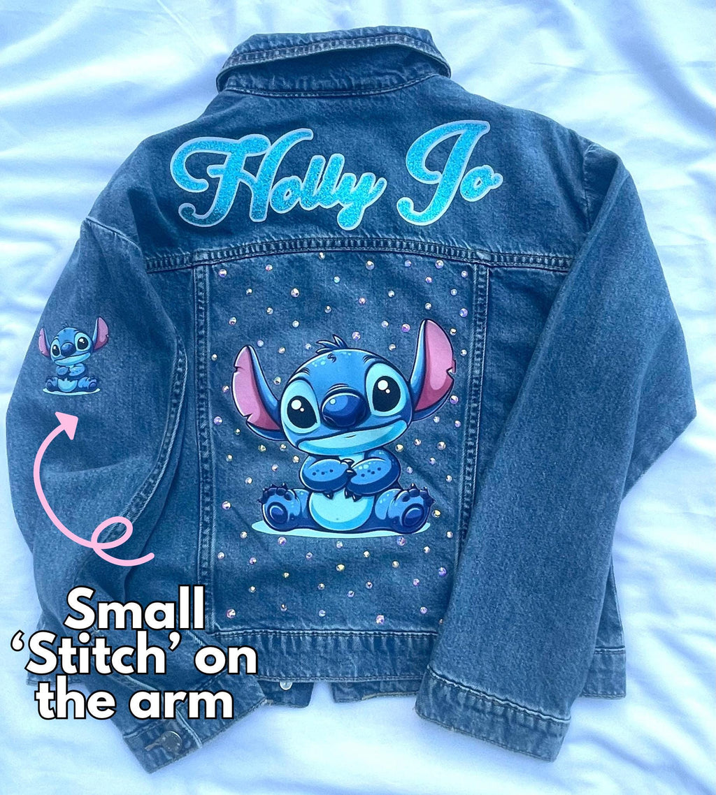 Custom Stitch denim jean jacket for kids back view