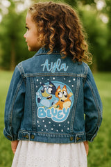 Custom Printed Kids Denim Jacket: Cartoon Birthday Outfit