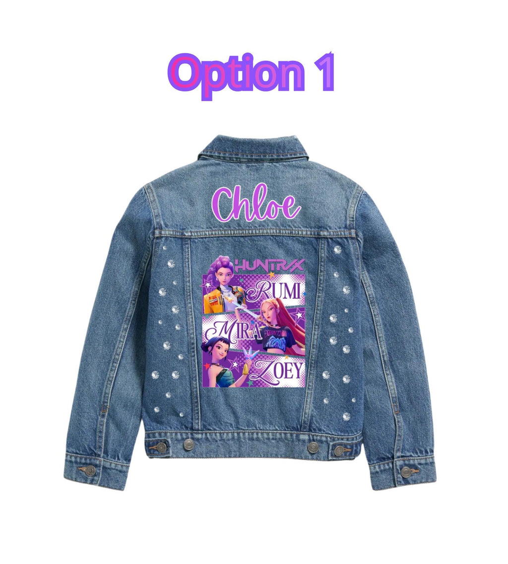 K-Pop Demon Hunters Denim Jacket with custom glitter name