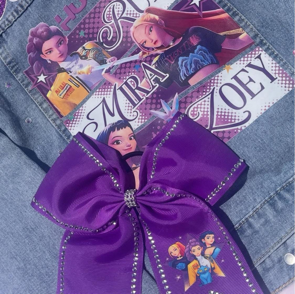 K-Pop Demon Hunters Denim Jacket with custom glitter name