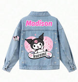 Personalised Kuromi Denim Jacket Custom Name Jean Jacket, Gift for Kids and Teens