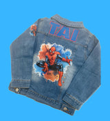 Custom Spider-Man Denim Jacket for Kids Personalised Name Jean Jacket, Superhero Birthday Gift.