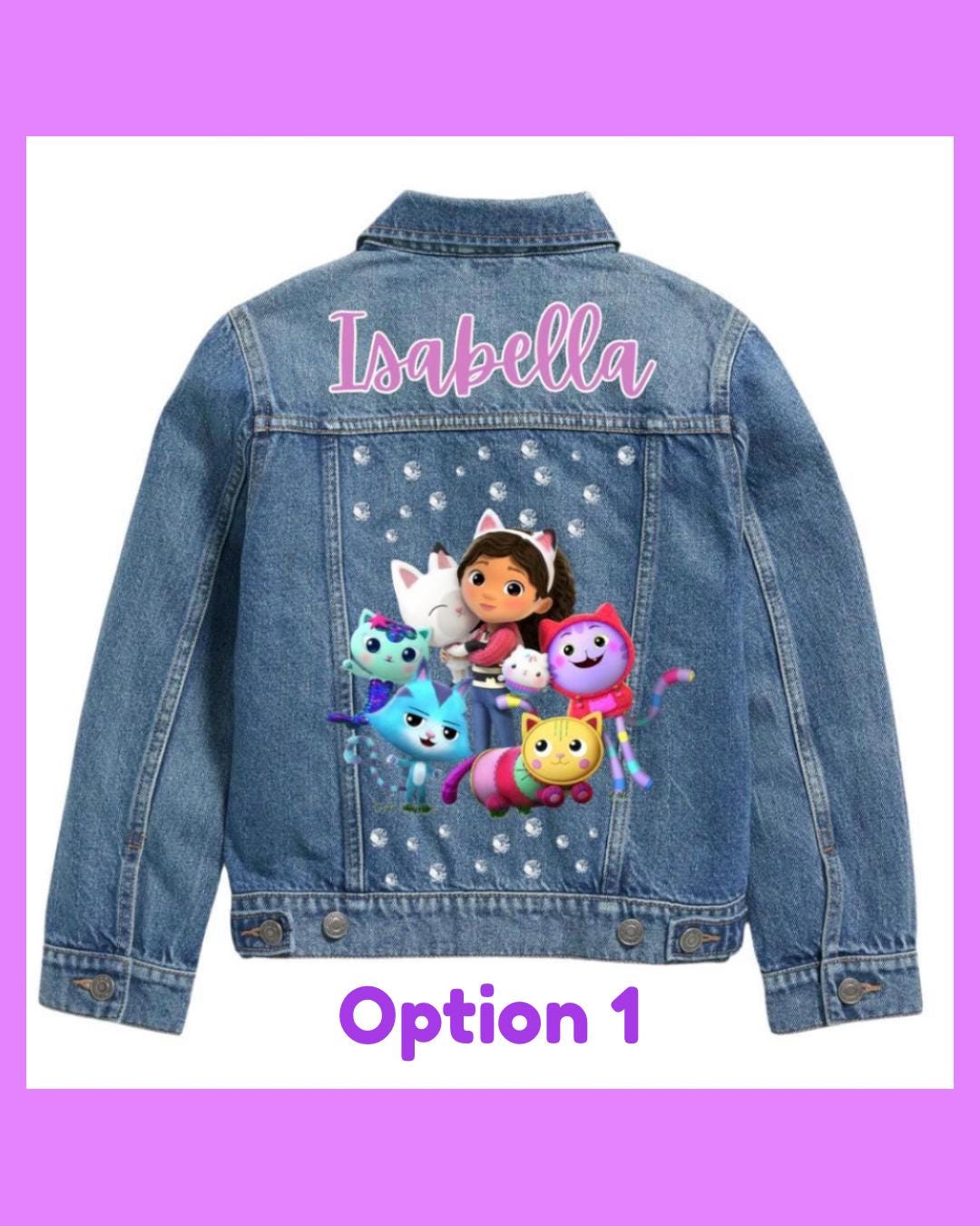 Gabby Dollhouse Custom Denim Jacket for Kids with personalized name