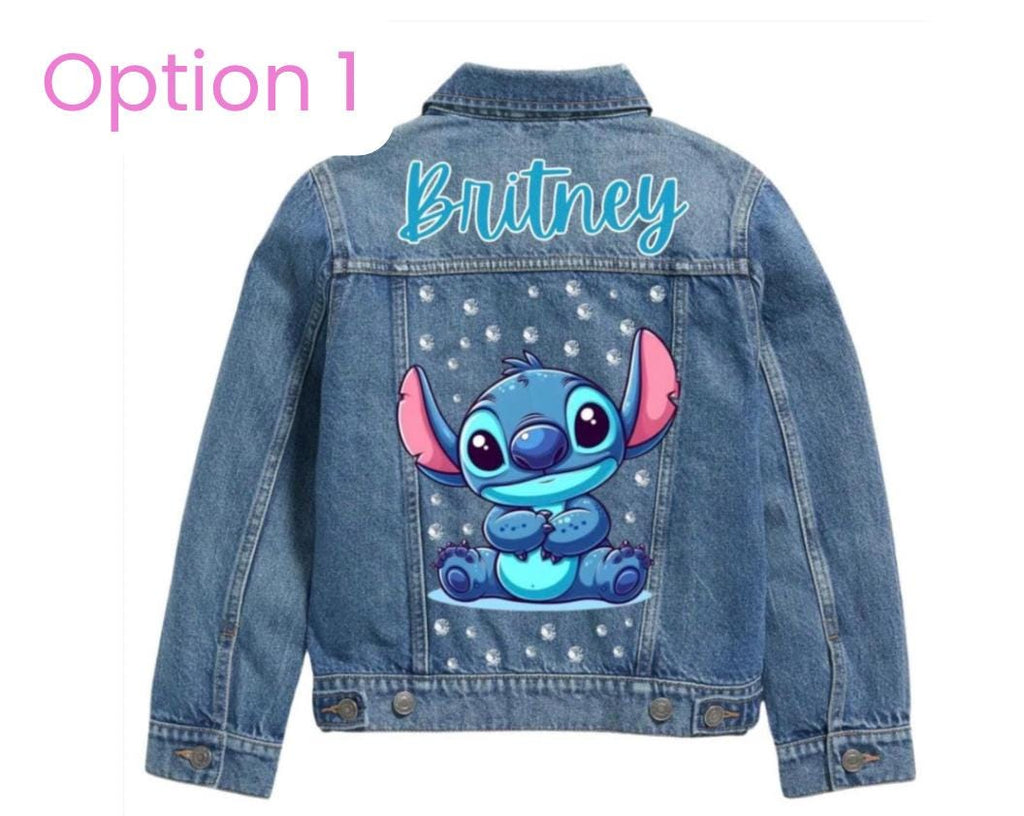 Custom Stitch denim jean jacket for kids back view
