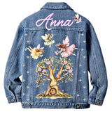 Personalized Fairy Denim Jacket Kids Birthday Party Outfit 1th Birthday.