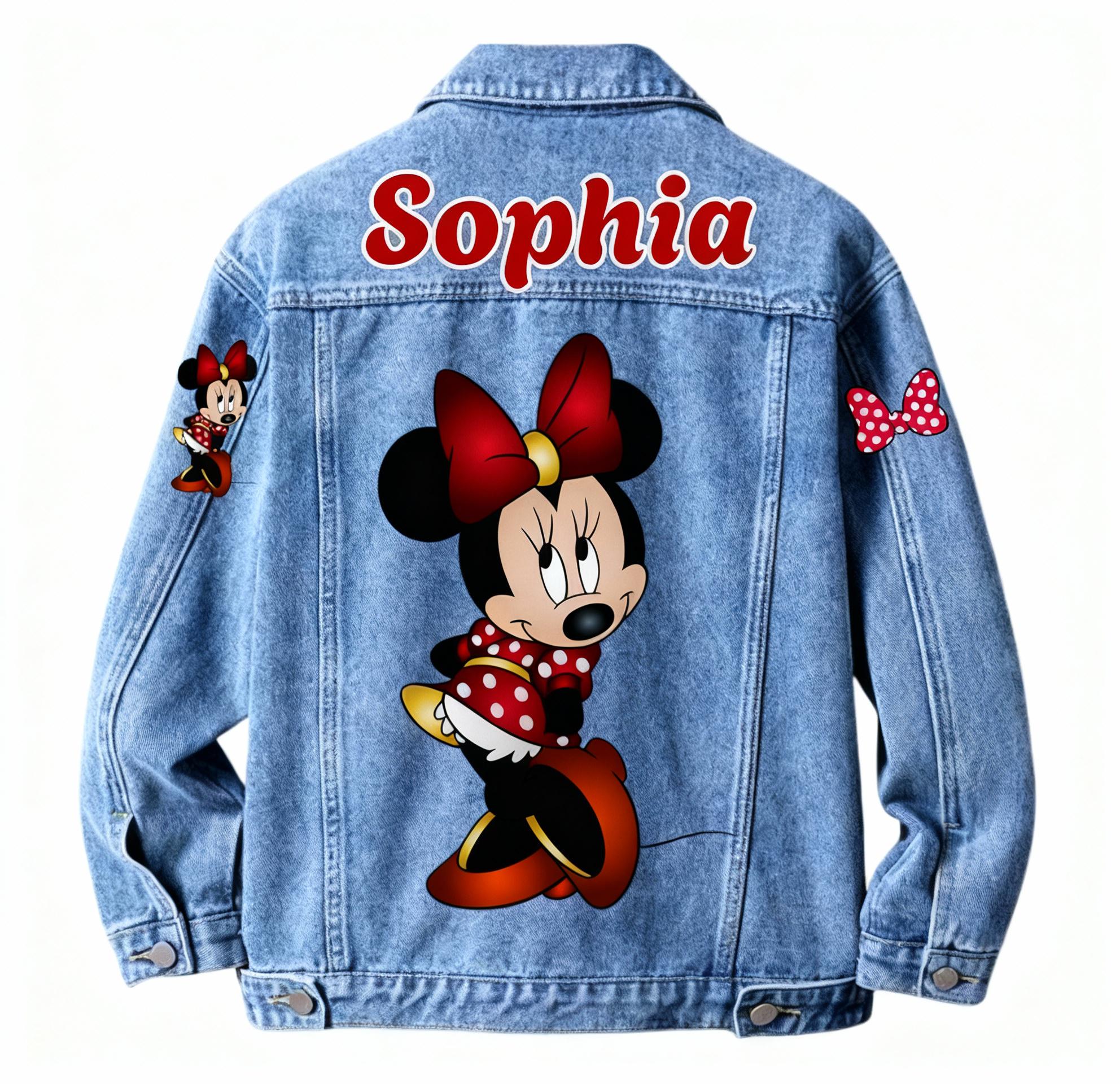 Minnie Mouse Custom Denim Jacket for Kids with Custom Name – Tiny Tees ...