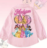 Princess Custom Name Shirt for Girls, Disney Inspired Button Up, Kids Birthday Outfit, Cute Princess Party Shirt