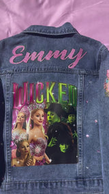 Kids Custom Wicked Musical Denim Jacket Glinda and Elphaba Inspired  Name Personalised Jacket